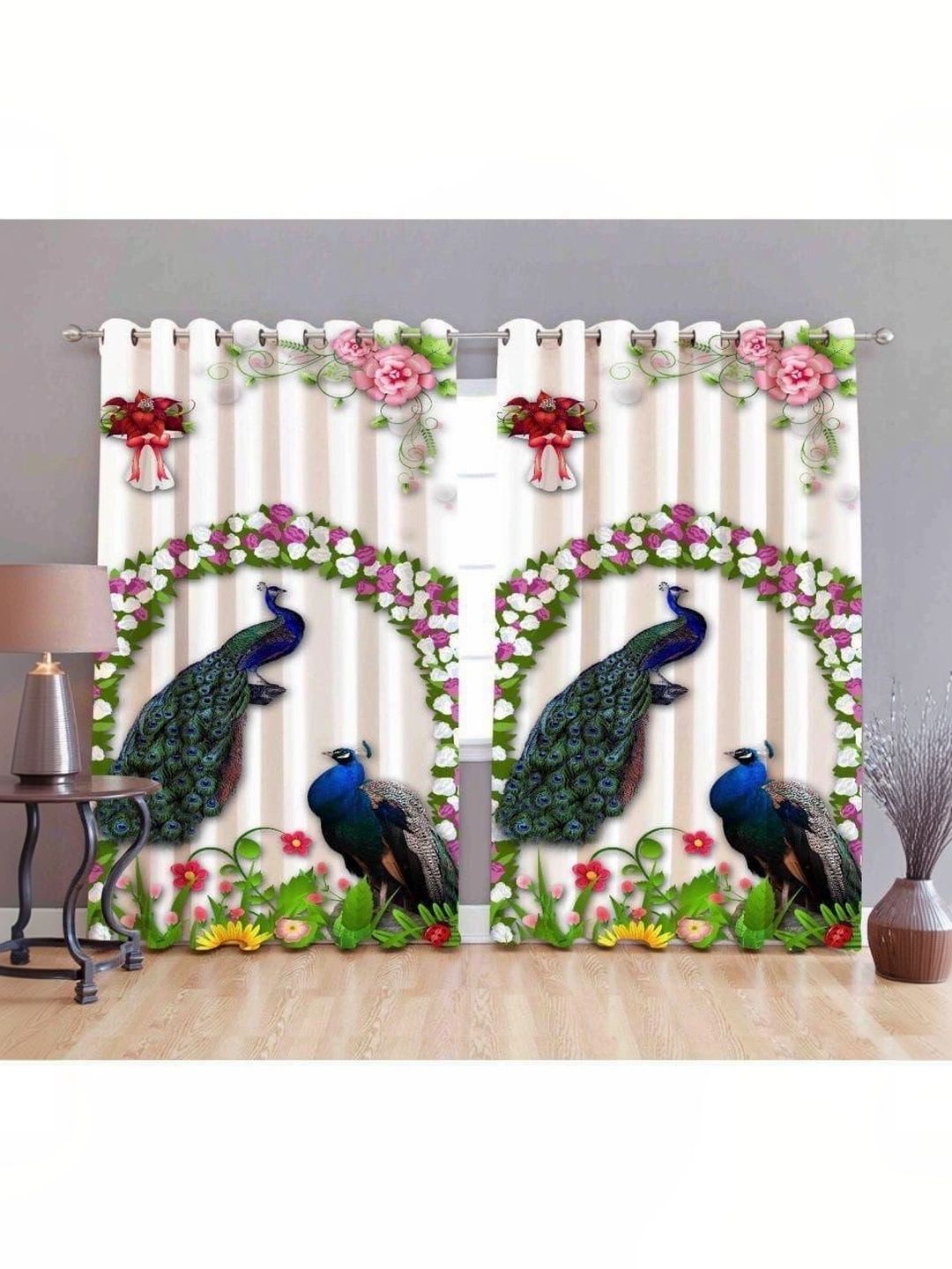 GYANTITEXTURE - DESIGN YOUR HOME Multicoloured Set of 2 Floral Window Curtain-picture-47