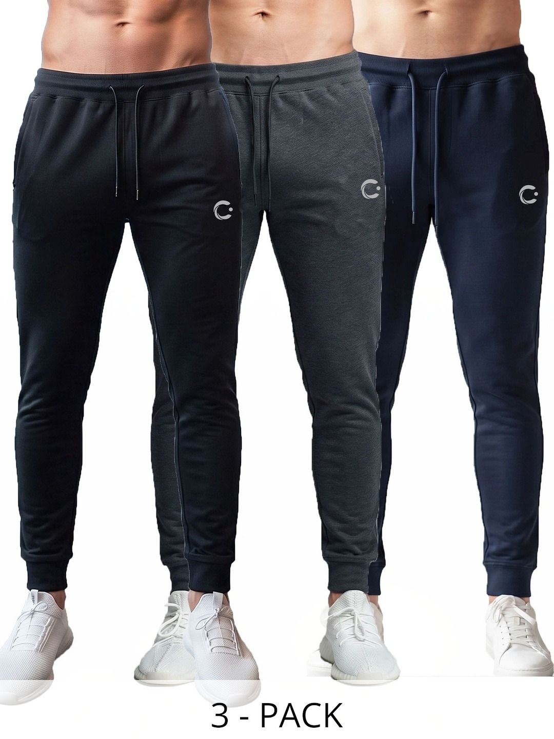 T.T. Men Pack of 3 Regular Fit Brand Logo Training Joggers-picture-33