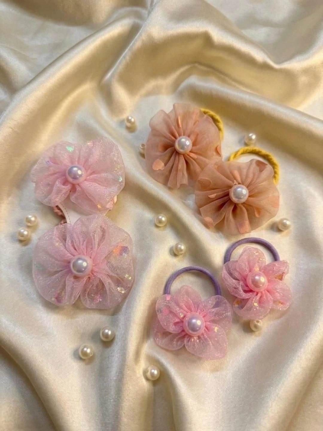 Radhya Accessories Girls Set of 6 Embellished Ponytail Holders-picture-16