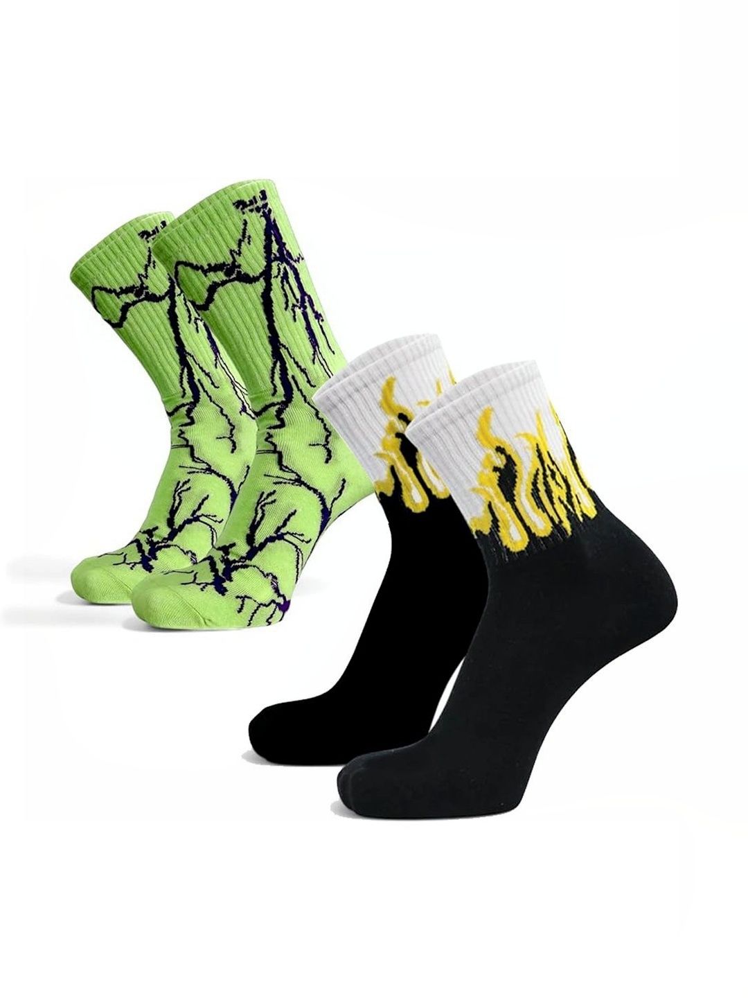 BEAR&BEYOND Men Pack of 2 Cotton Assorted Patterned Calf Length Socks-picture-27