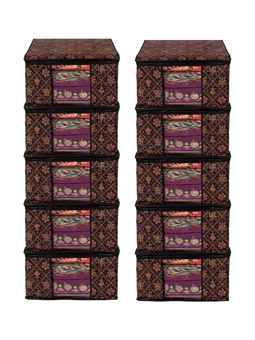 ANKIT INTERNATIONAL Brown Set of 6 Reusable Multi-Utility Organisers-picture-32