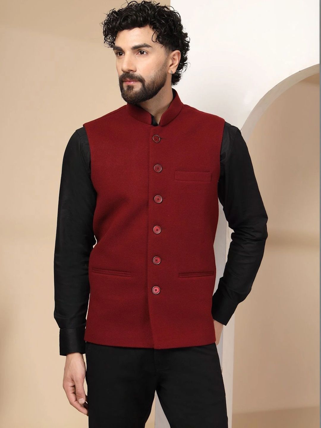 Vastraa Fusion Men Wool Blend Nehru Jackets-picture-54