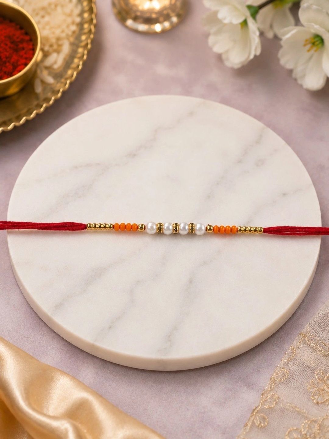 Anouk Beaded Rakhi with Roli Chawal & Greeting Card-picture-47