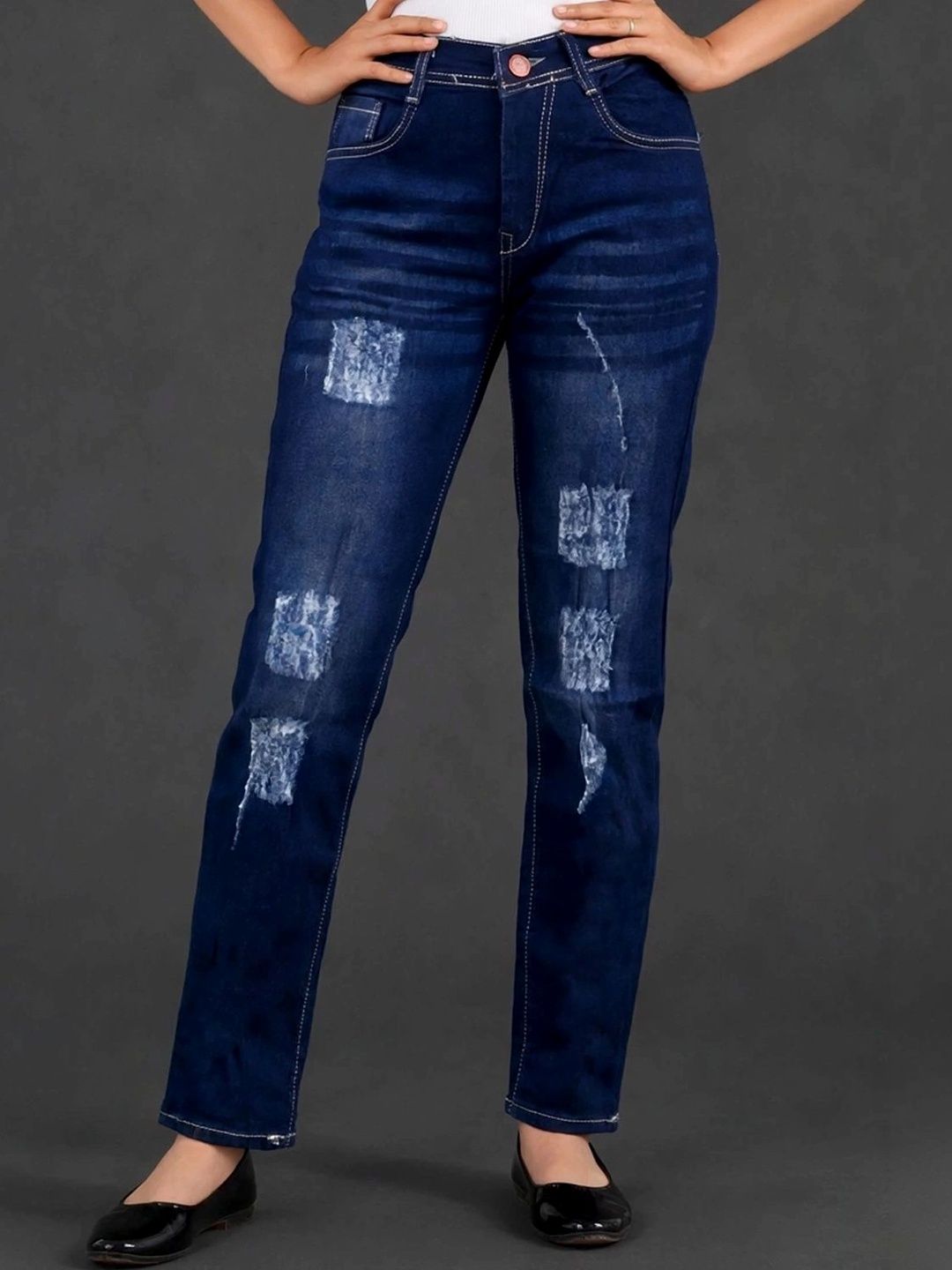 Mevan Women Classic Slim Fit Mid-Rise Highly Distressed Stretchable Jeans-picture-3