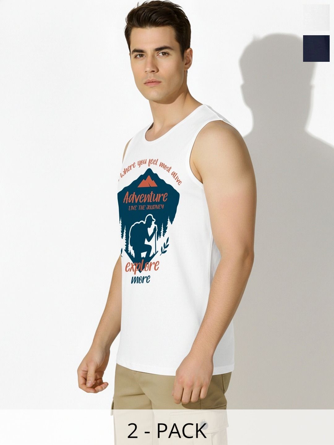 SKY HARBOAR Pack of 2 Printed Cotton Gym Vest-picture-42