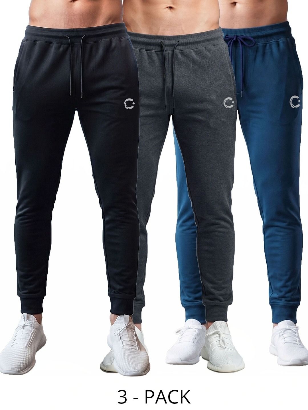 T.T. Men Pack of 3 Regular Fit Brand Logo Training Joggers-picture-37