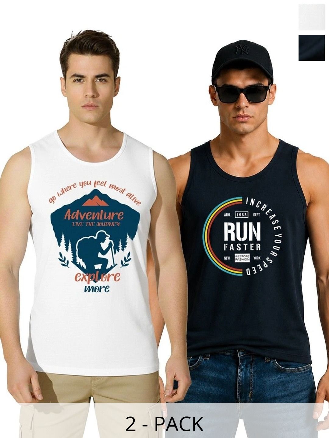 SKY HARBOAR Pack of 2 Printed Cotton Gym Vest-picture-35