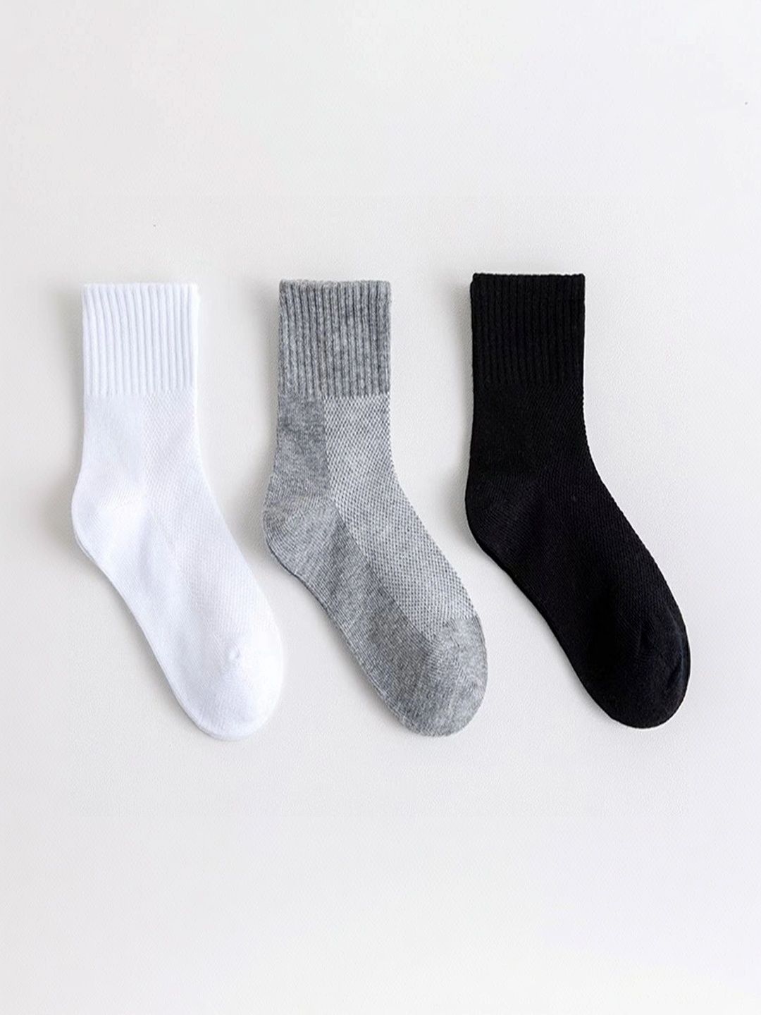 BEAR&BEYOND Men Pack of 3 Cotton Assorted Colourblocked Above Ankle Socks-picture-15