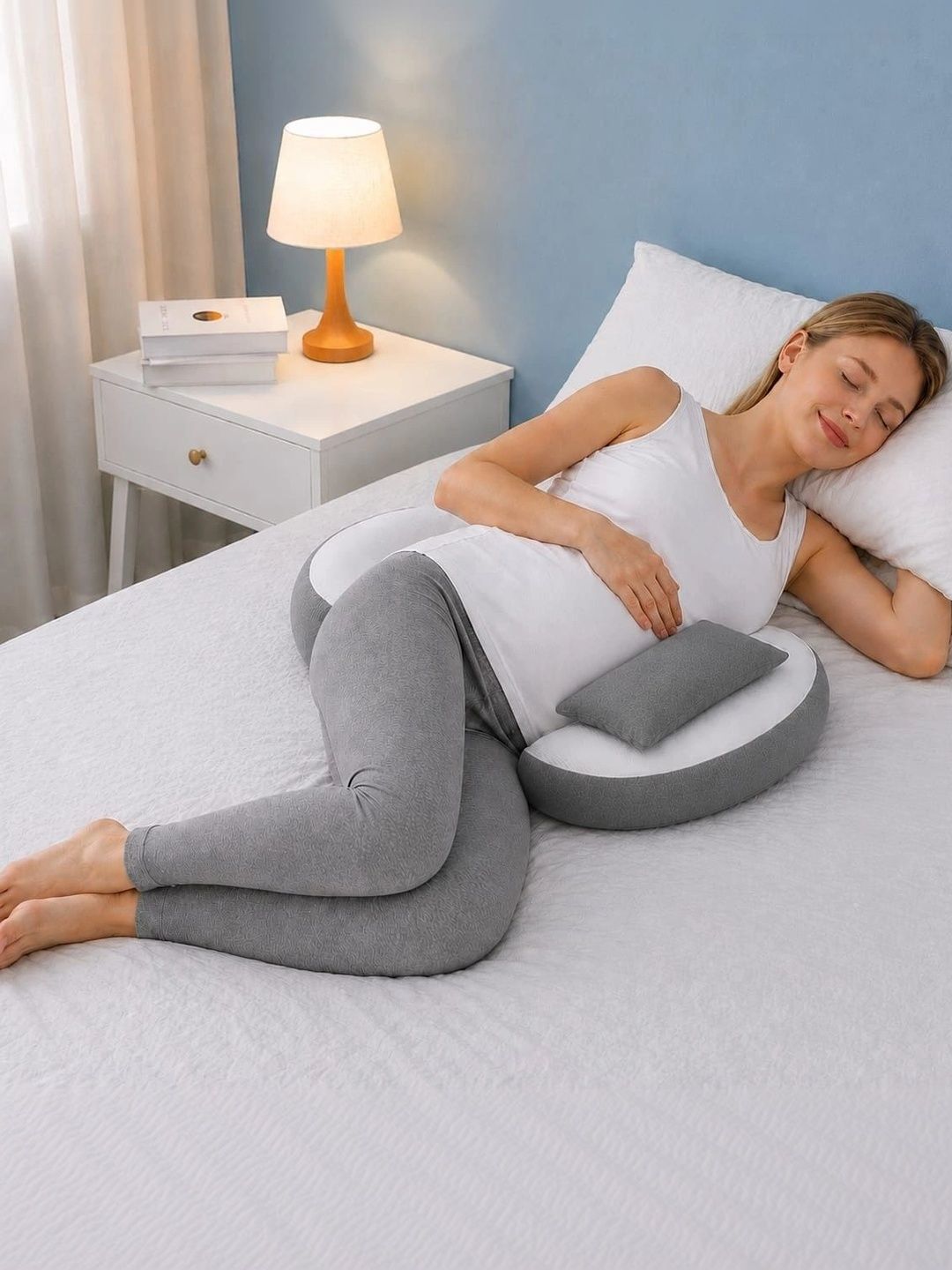 VRINDAKUL Grey Polyester Maternity Pillow-picture-15
