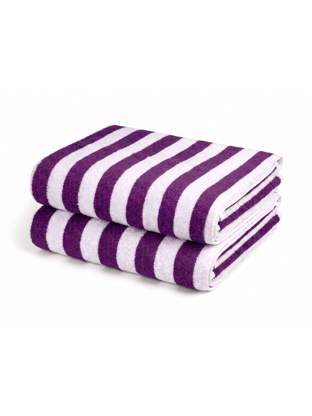 Hornbill Enterprises 2-Pcs Purple & White Striped Pure Cotton 500 GSM Beach Towels-image-33