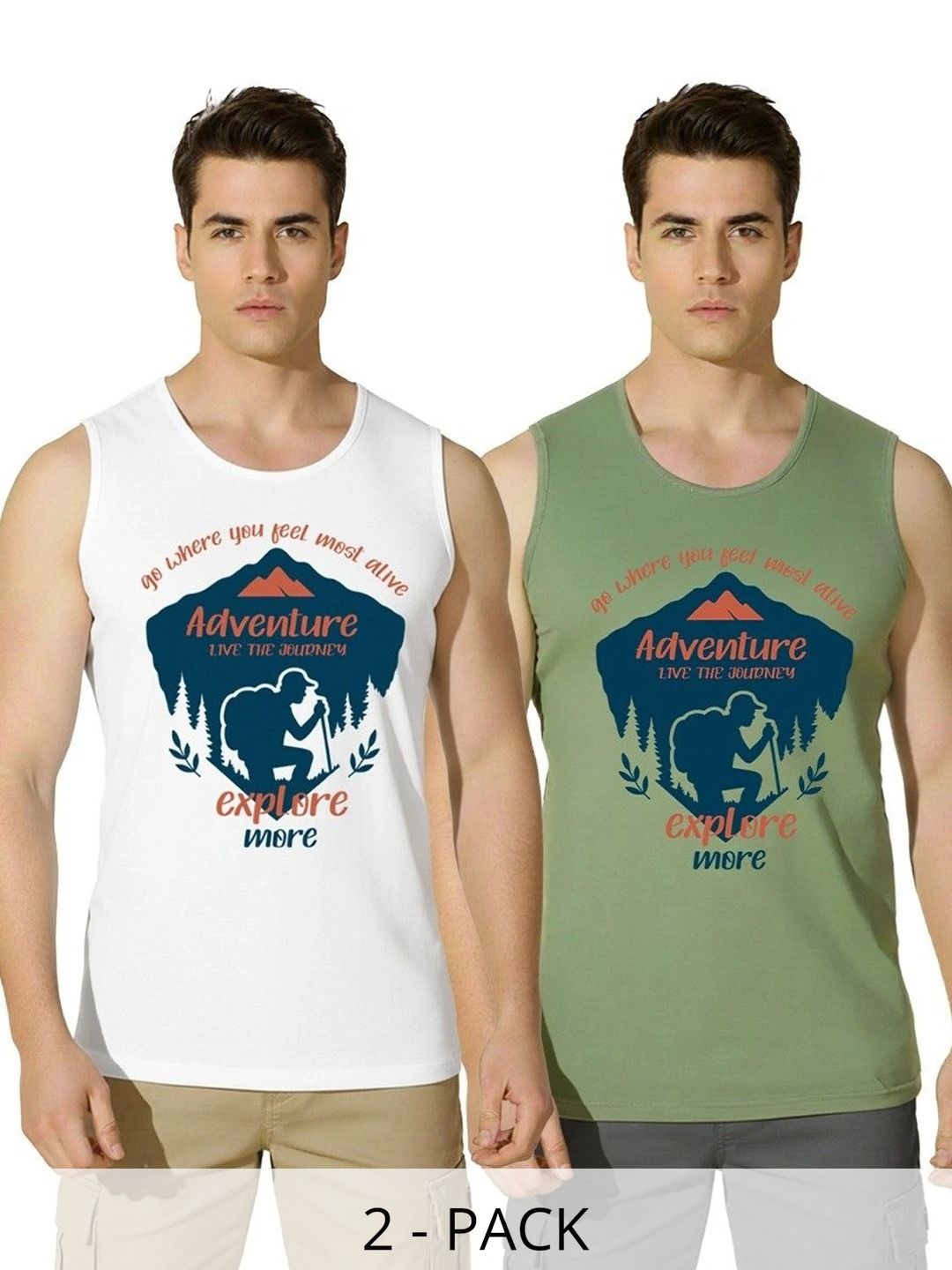 SKY HARBOAR Pack of 2 Printed Cotton Tank-picture-36