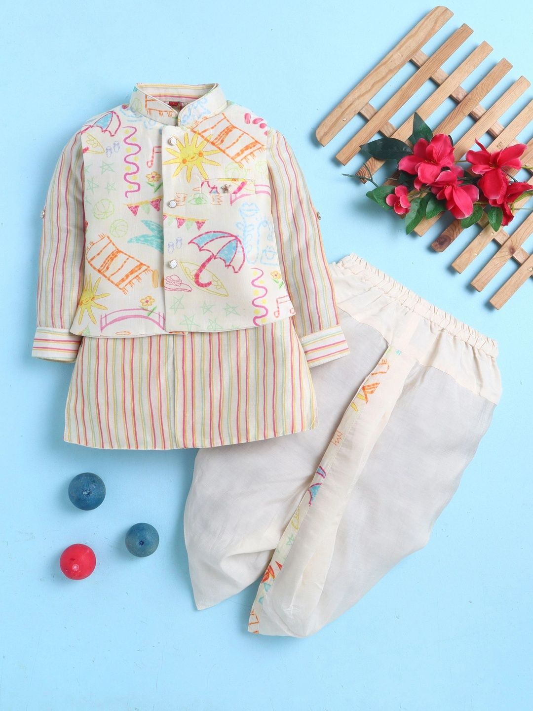 Sparklepop Boys Mandarin Collar Sherwani Set-picture-46