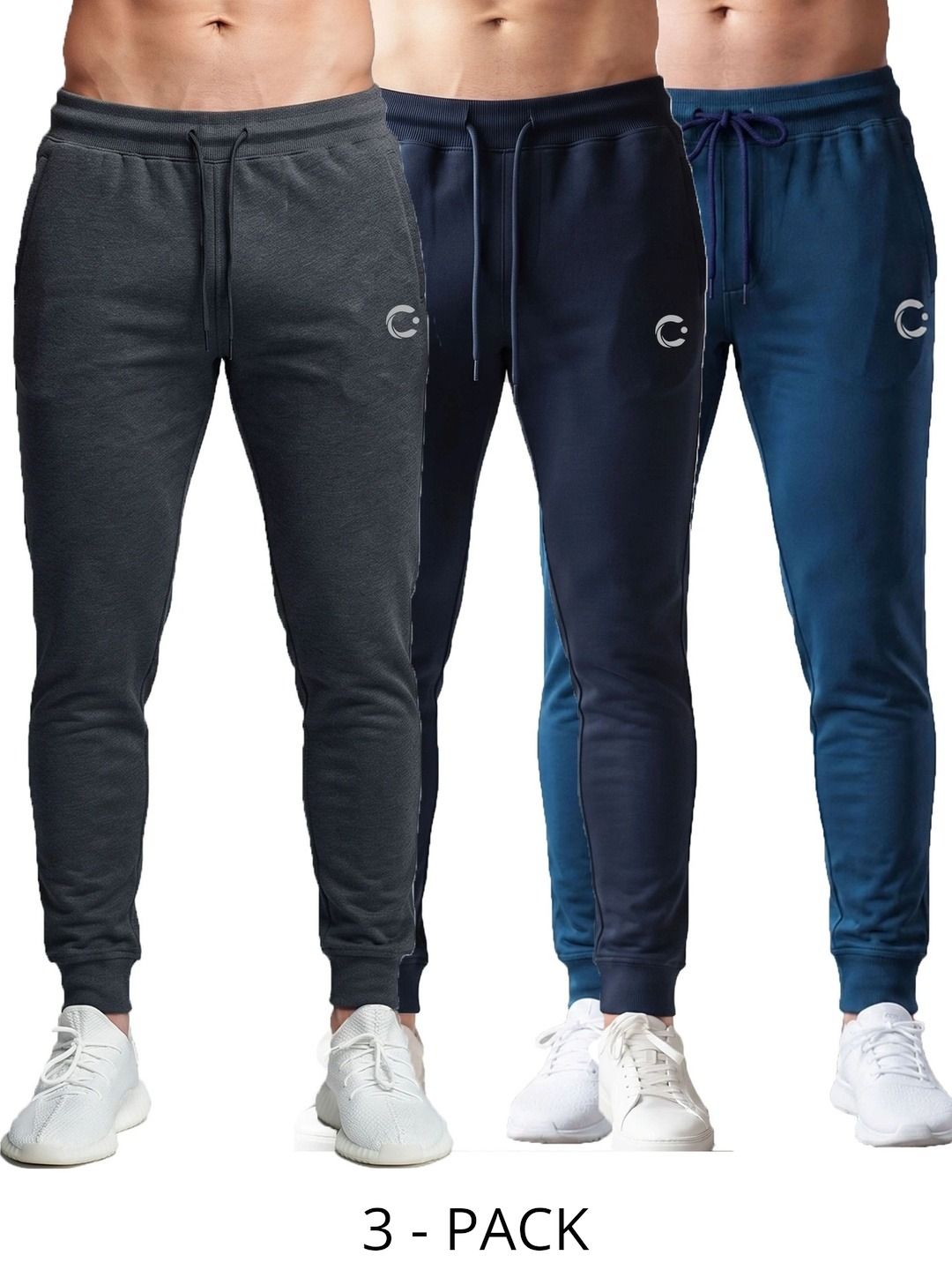 T.T. Men Pack of 3 Regular Fit Brand Logo Training Joggers-picture-39