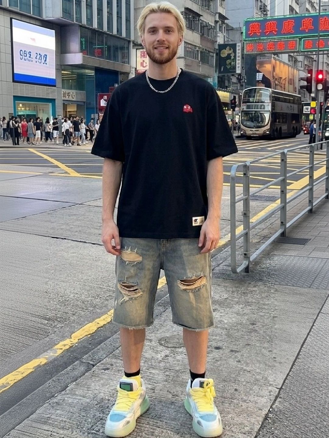 Suo Men Loose Fit Denim Denim Shorts-picture-24
