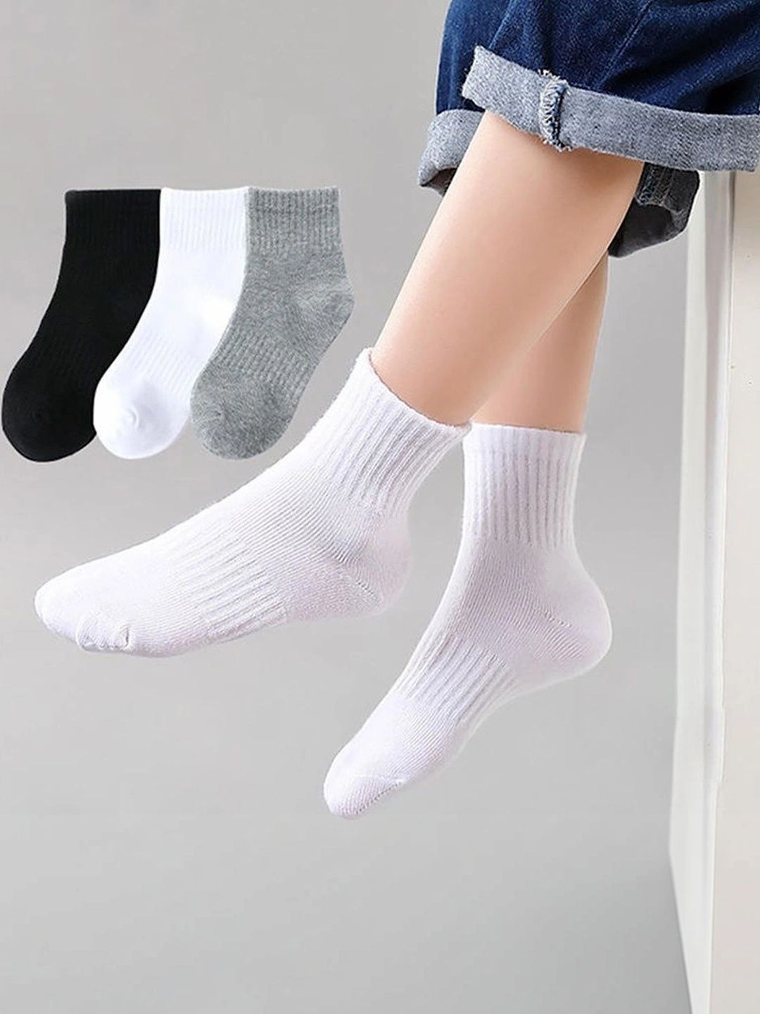 BEAR&BEYOND Men Pack of 3 Cotton Assorted Ankle Length Socks-picture-43