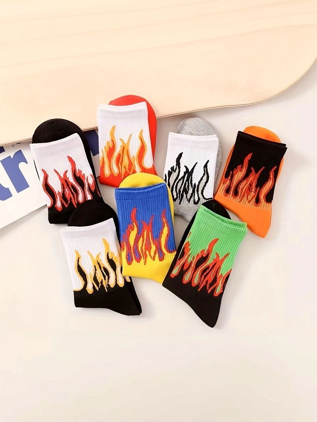 BEAR&BEYOND Men Pack of 7 Cotton Assorted Patterned Above Ankle Socks-image-46