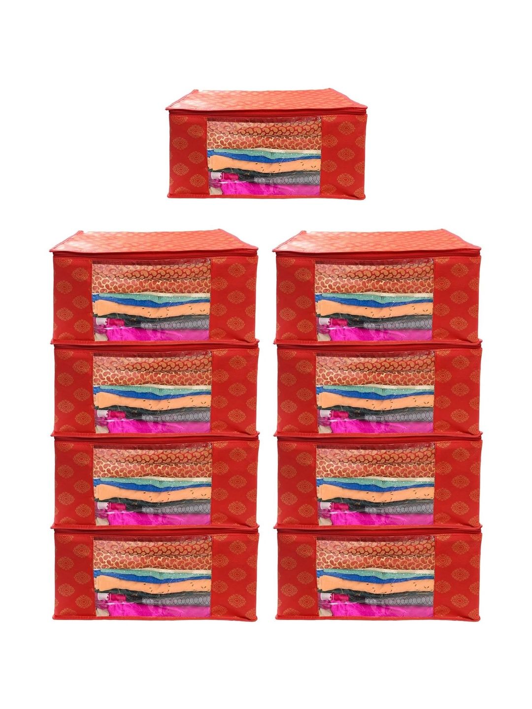 ANKIT INTERNATIONAL Red Set of 6 Reusable Multi-Utility Organisers-picture-44