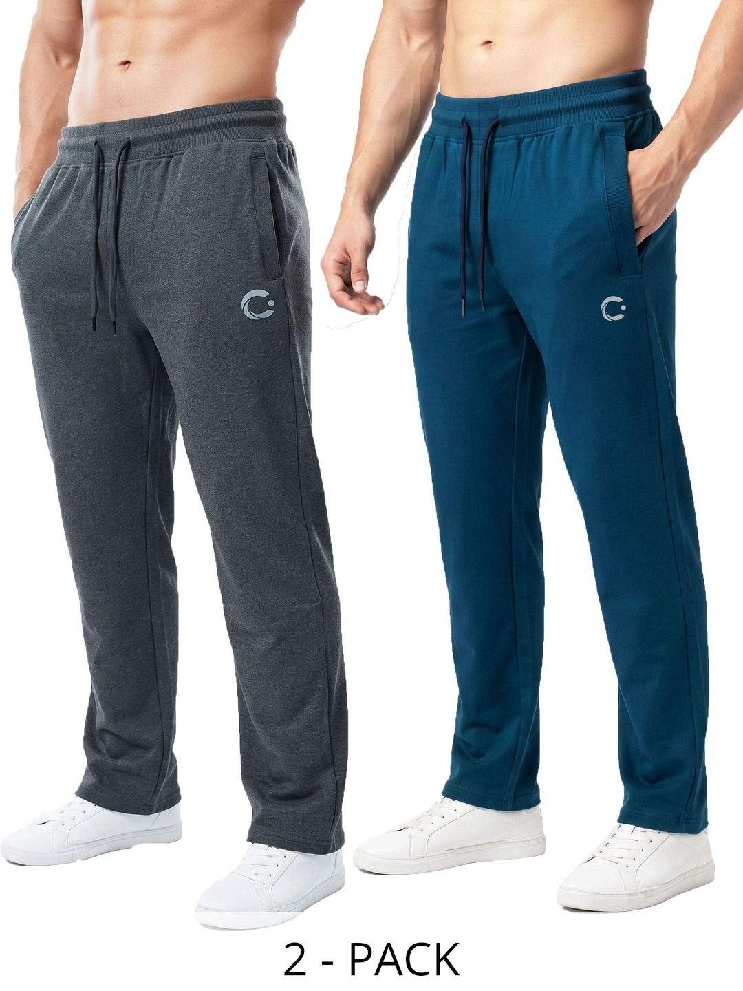 T.T. Men Pack of 2 Regular Fit Brand Logo Dri-FIT Training Track Pants-image-28