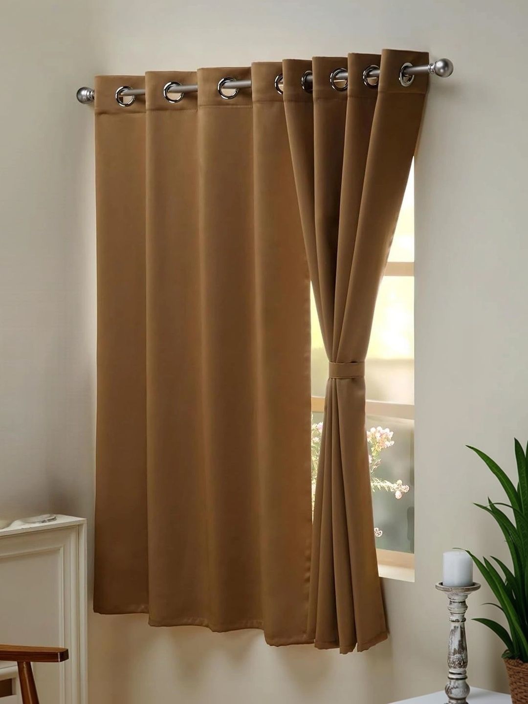 Homyra Decor Khaki Set of 2 Black Out Window Curtain-image-38