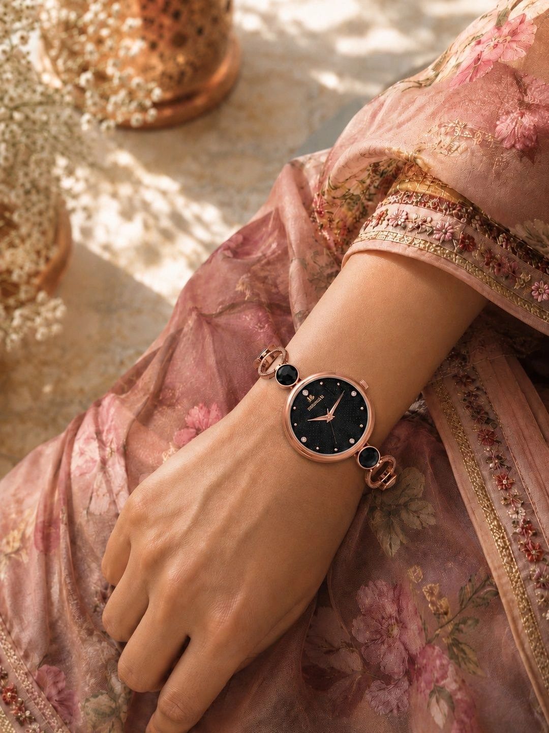 Anouk Women Brass Dial & Bracelet Style Straps Analogue Watch ANW-057-BK