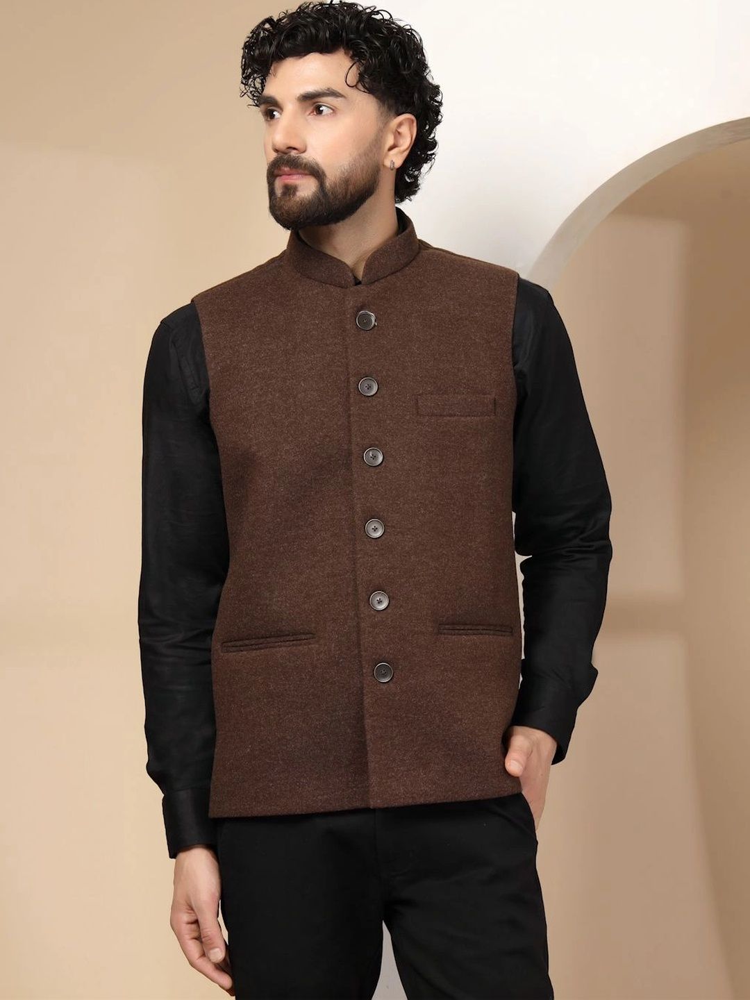 DEIFIC Mandarin Collar Sleeveless Nehru Jacket-picture-56