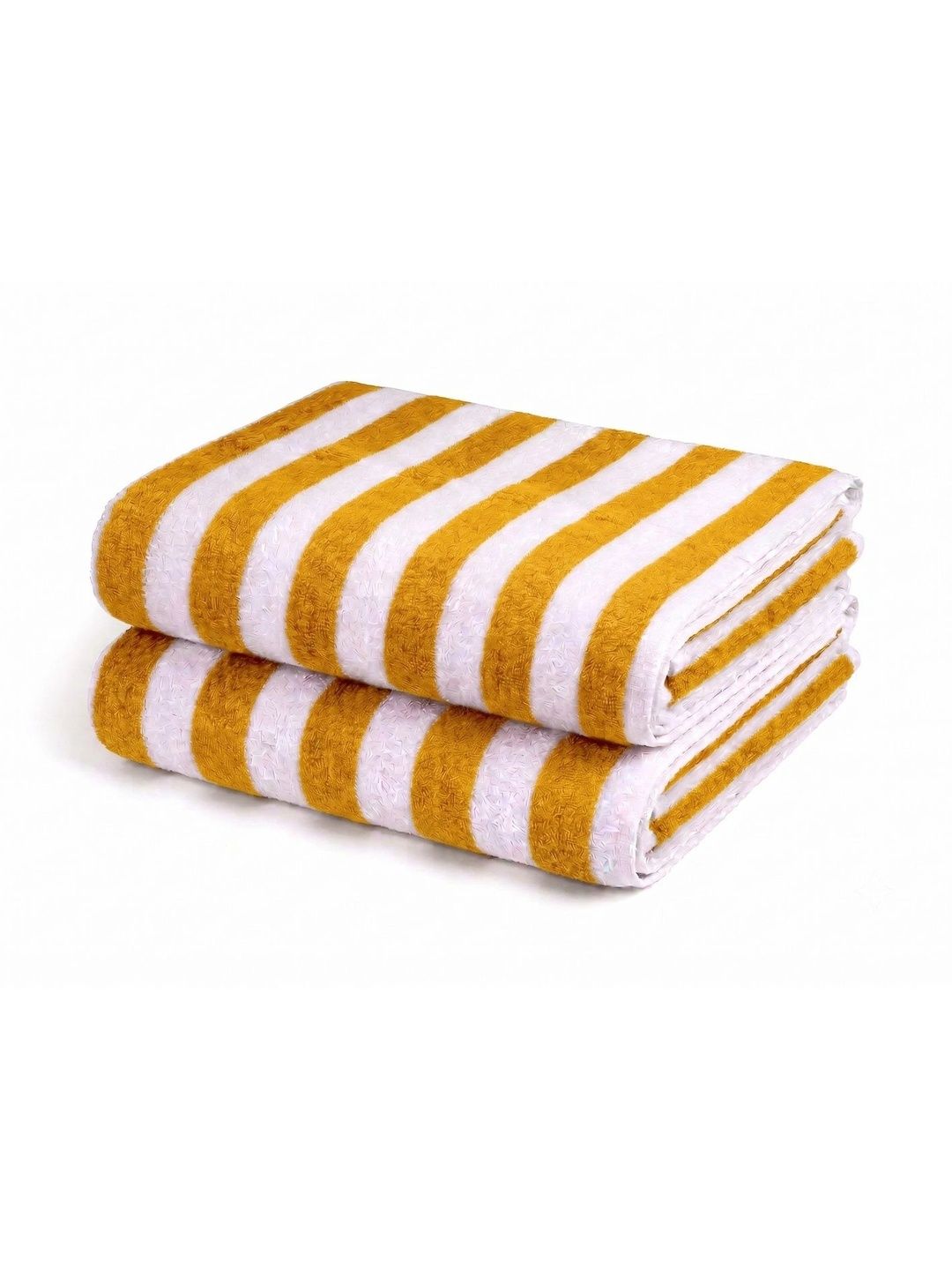 Hornbill Enterprises 2-Pcs Yellow & White Striped Pure Cotton 500 GSM Beach Towels-image-27