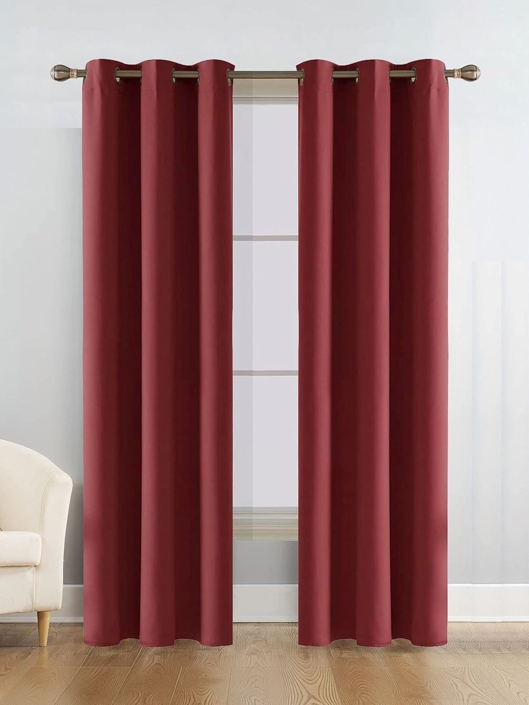 Homyra Decor Maroon Set of 2 Black Out Long Door Curtain-image-10