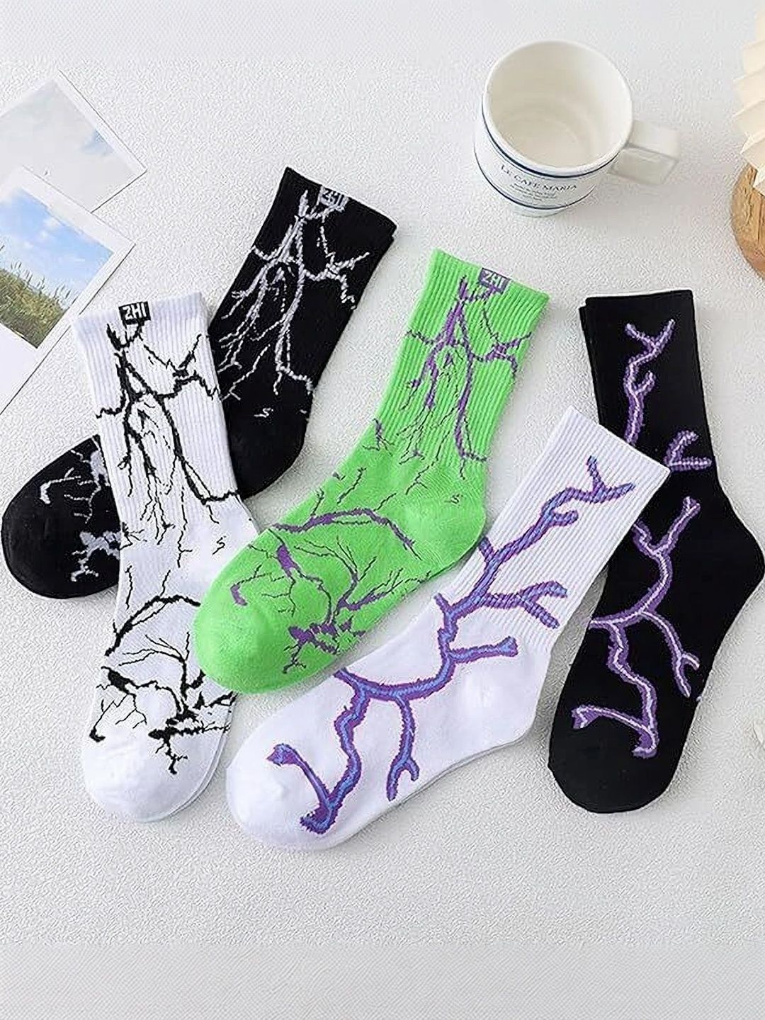 BEAR&BEYOND Men Pack of 5 Cotton Assorted Patterned Calf Length Socks-image-18