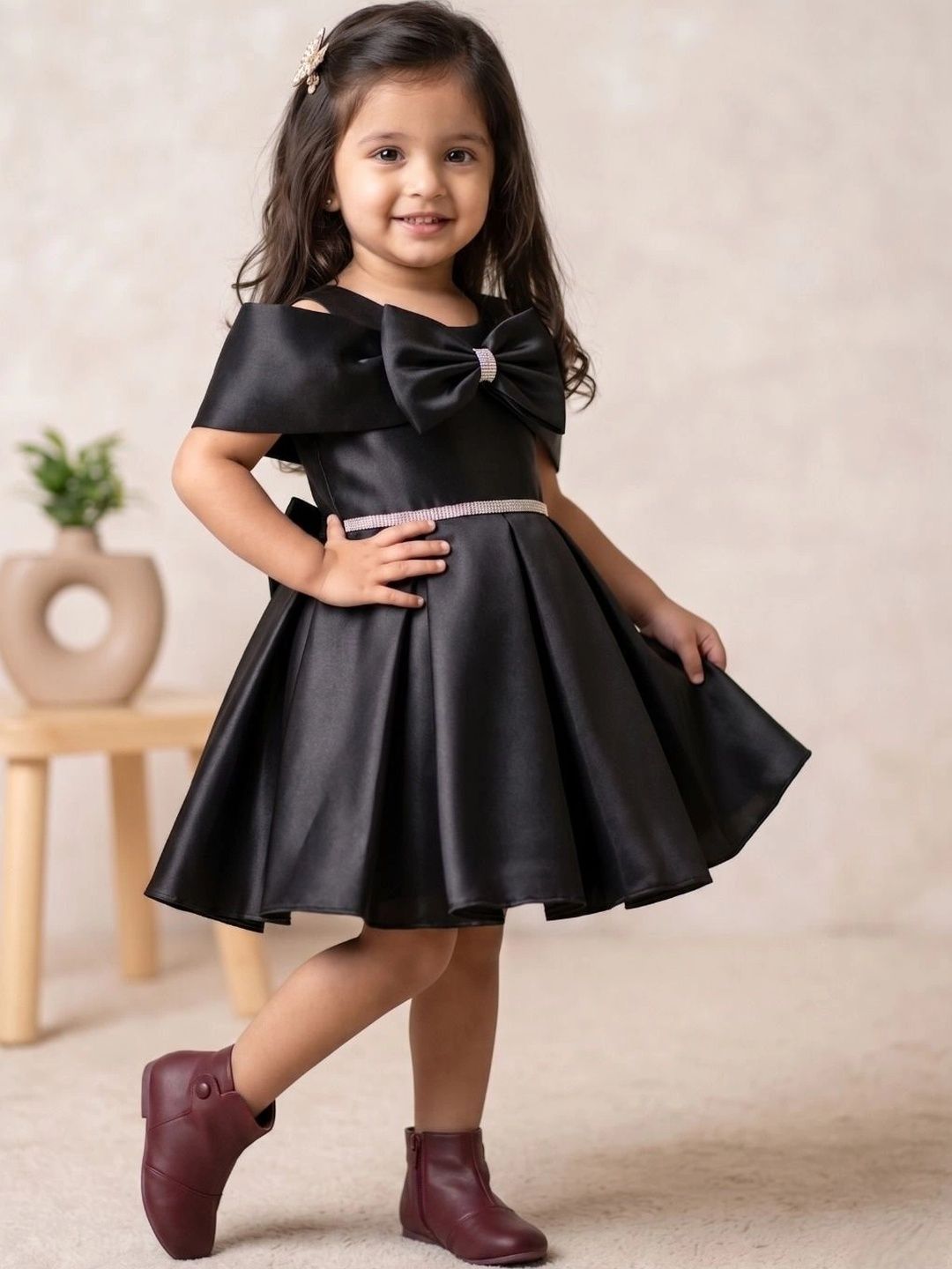 Blabber Applique Satin Fit & Flare Dress-picture-52