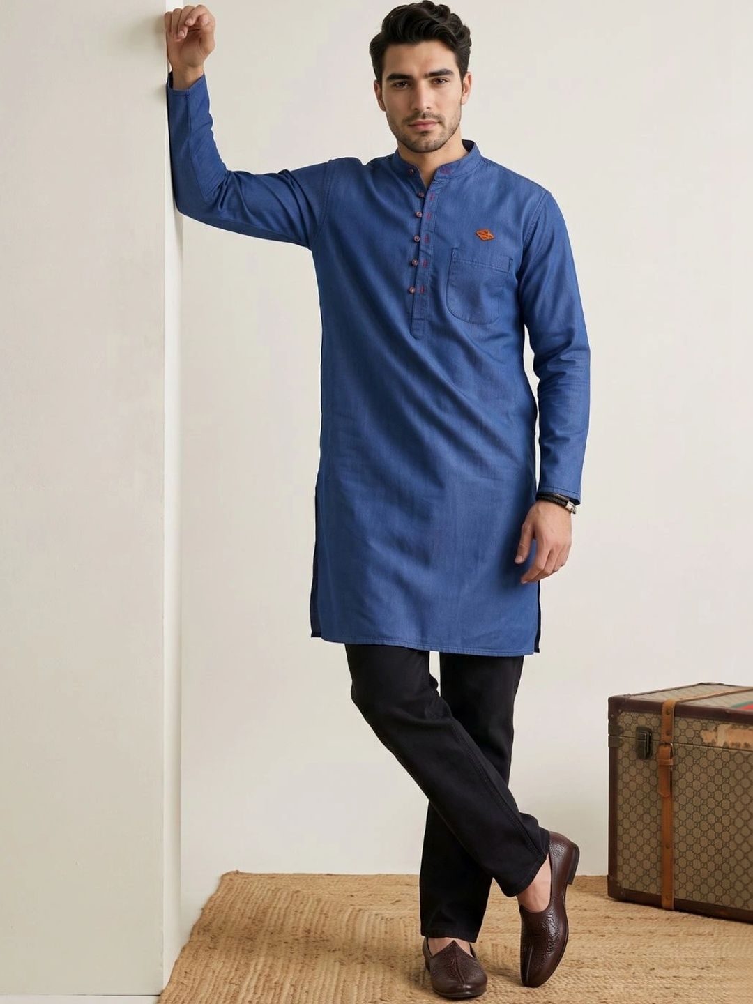 Kuons Men Denim Kurta-picture-13