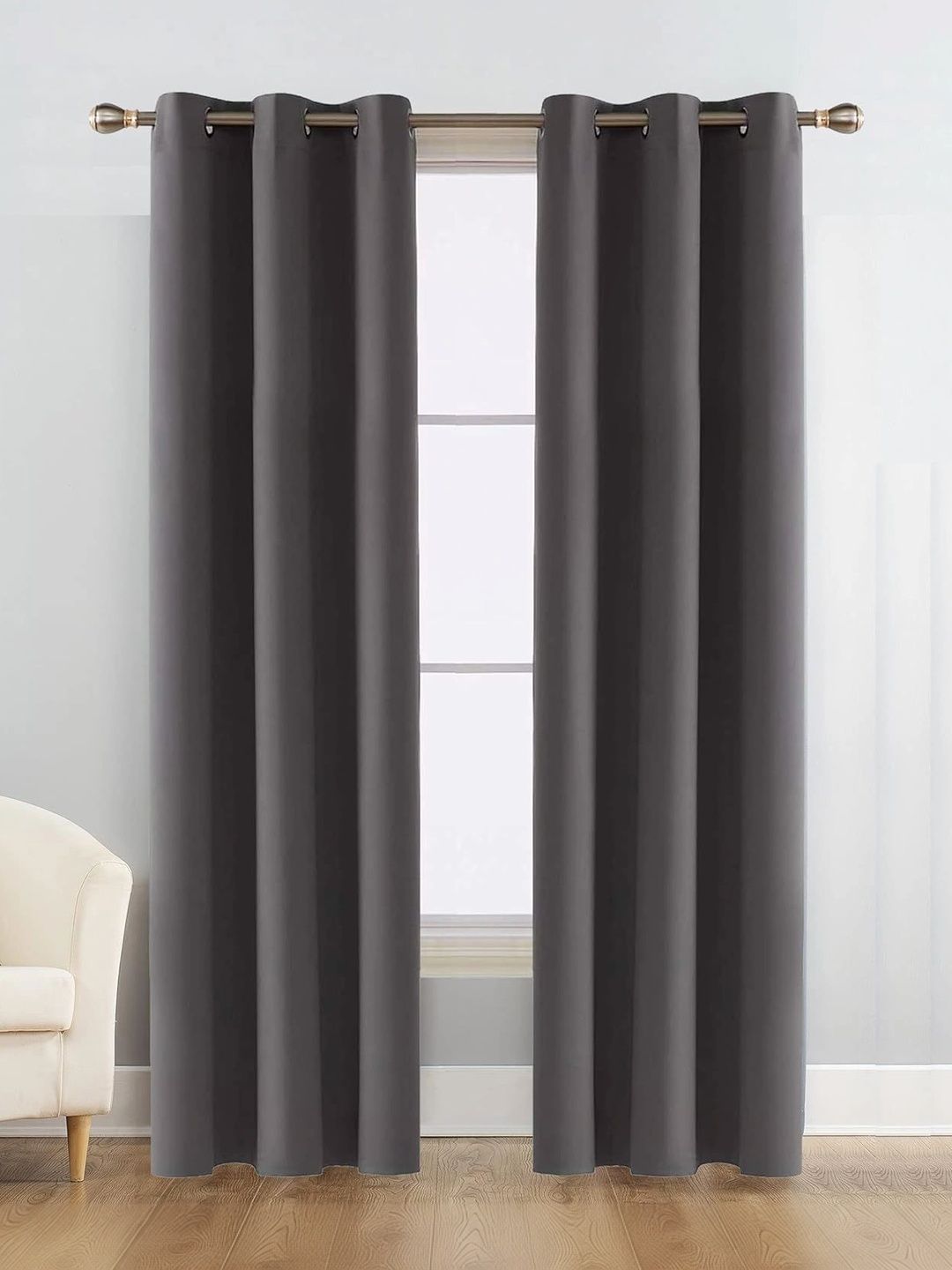 Homyra Decor Grey Set of 2 Black Out Window Curtain-image-38