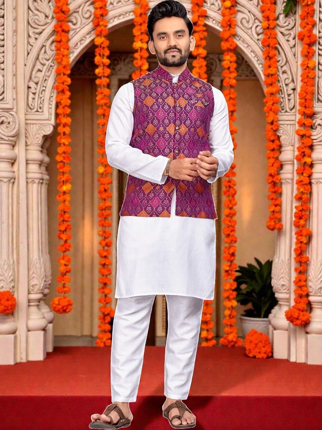 WELL TEX Men Regular Pure Cotton Kurta with Trousers-picture-27