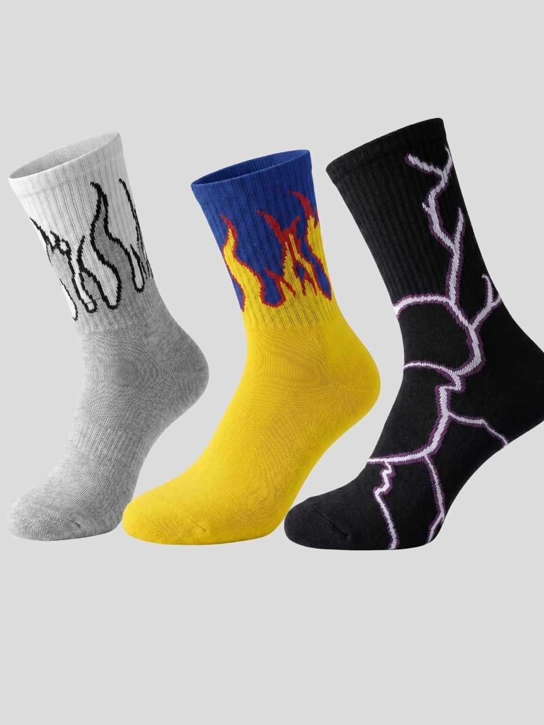 Moda Rapido Men Pack of 3 Cotton Blend Patterned Calf Length Socks-picture-37