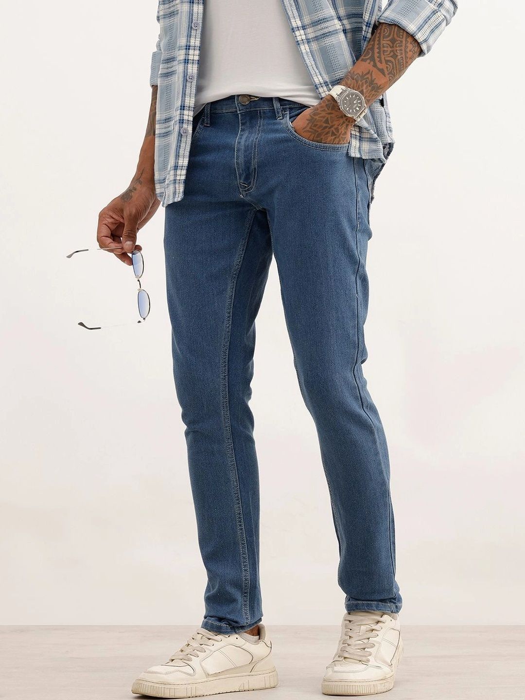 WROGN Men Slim Fit Mid-Rise Stretchable Jeans-picture-16