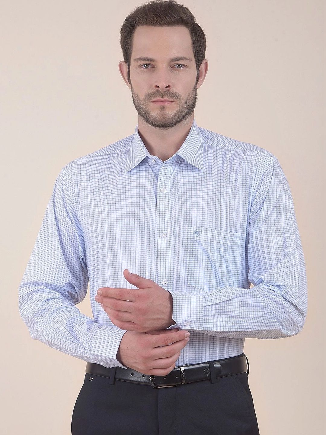 Cantabil Men Micro Checks Checked Formal Shirt-image-33