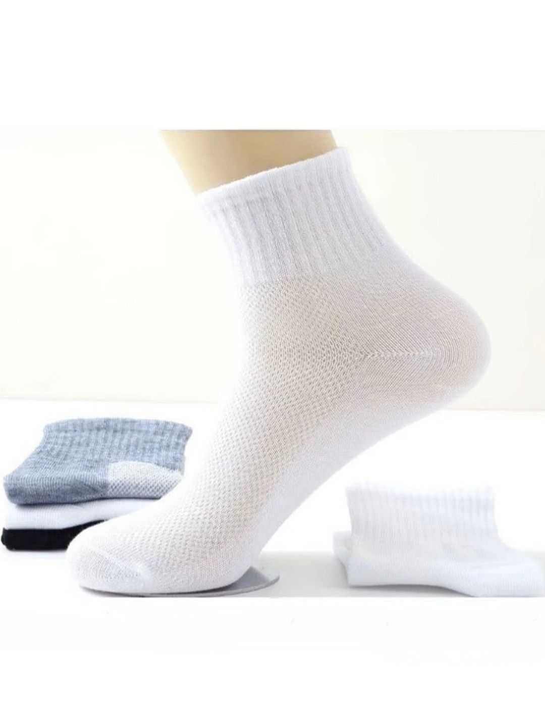 BEAR&BEYOND Men Pack of 3 Cotton Assorted Ankle Length Socks-picture-10