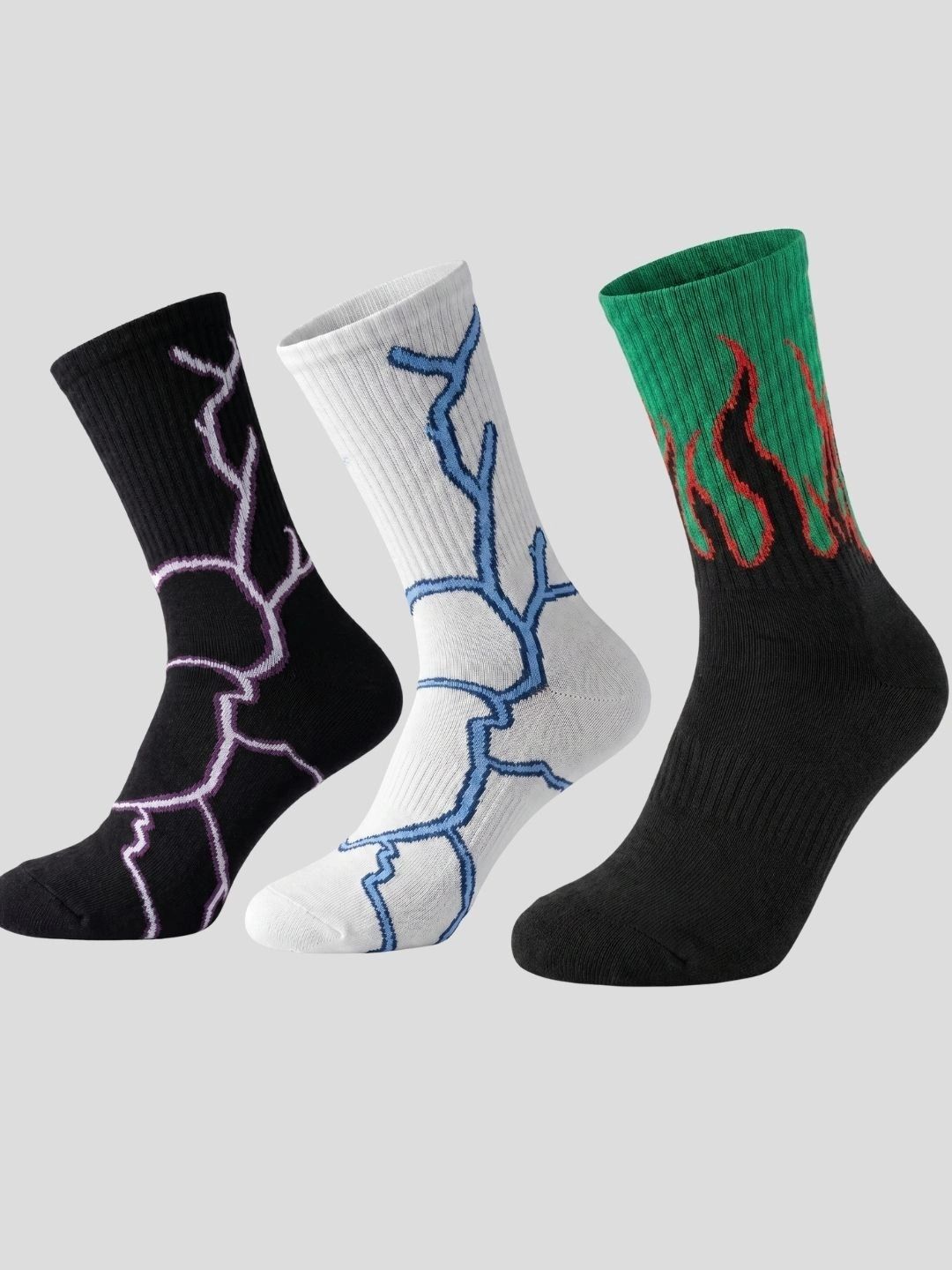 Moda Rapido Men Pack of 3 Cotton Blend Patterned Calf Length Socks-picture-32