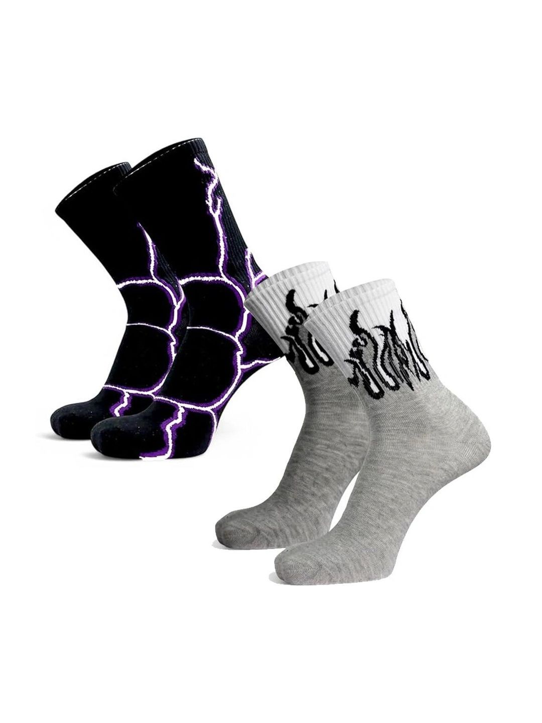 BEAR&BEYOND Men Pack of 2 Cotton Assorted Patterned Above Ankle Socks-picture-22