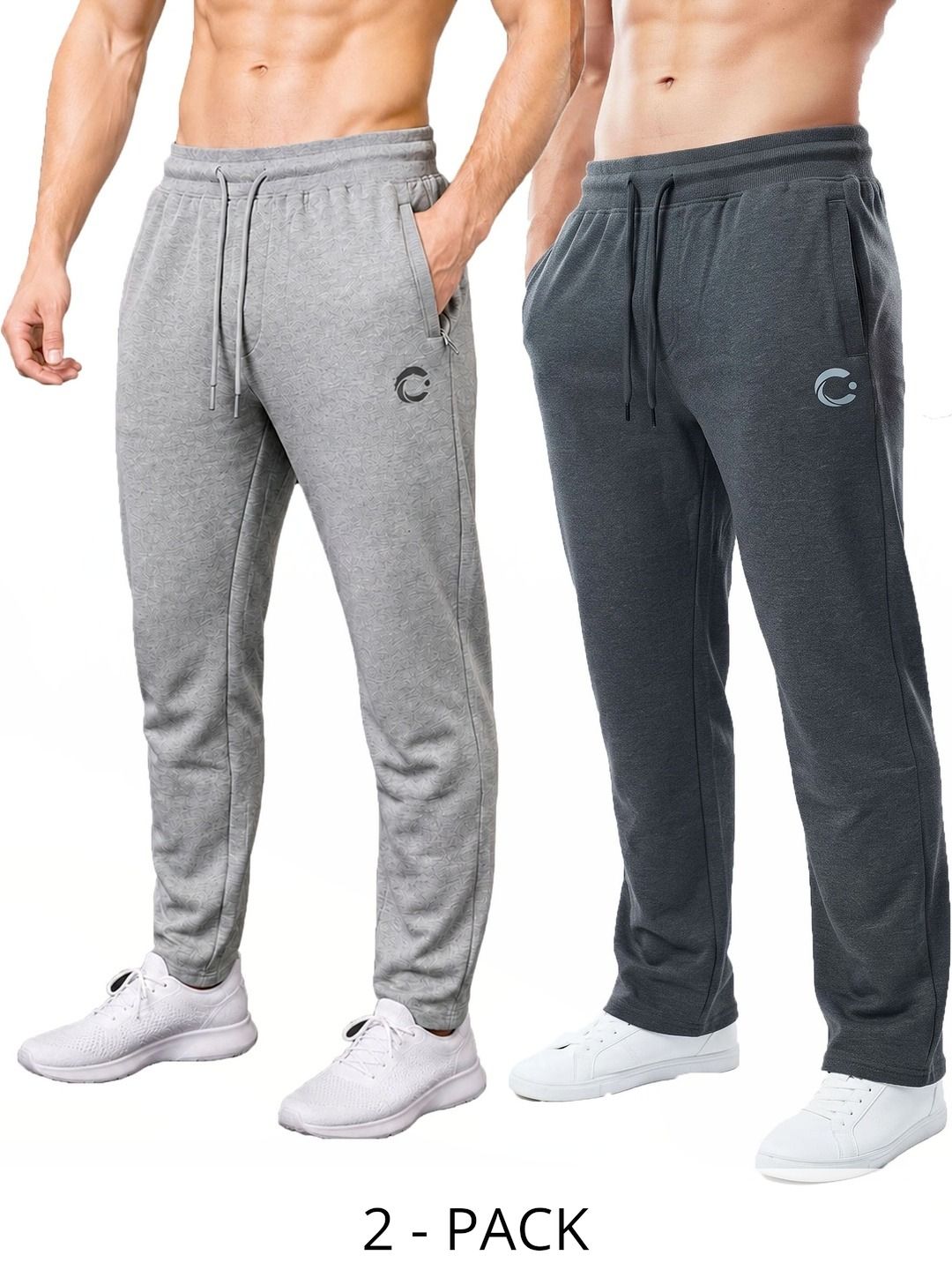 T.T. Men Pack of 2 Regular Fit Brand Logo Dri-FIT Training Track Pants-picture-53