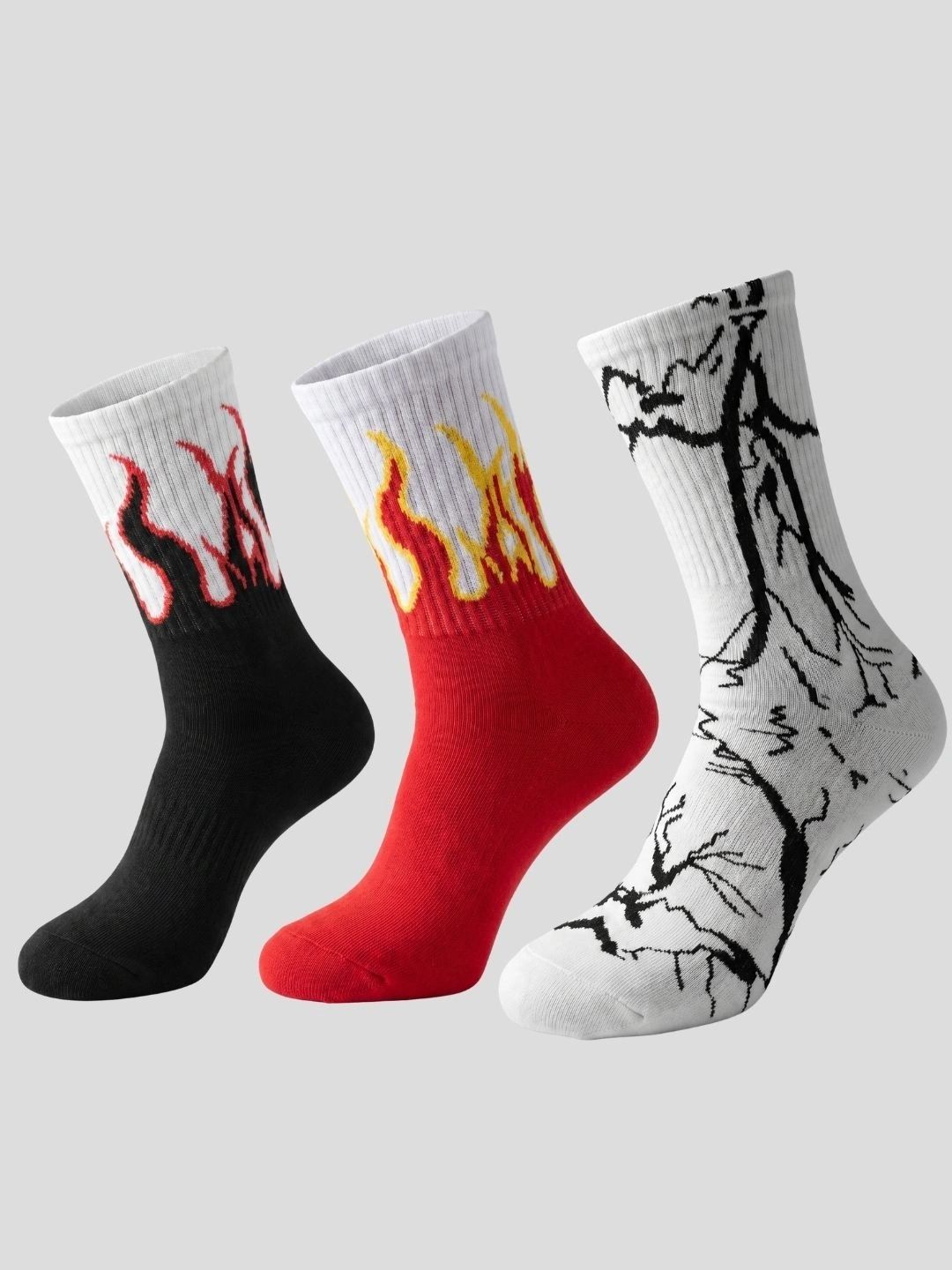Moda Rapido Men Pack of 3 Cotton Blend Patterned Calf Length Socks-picture-35