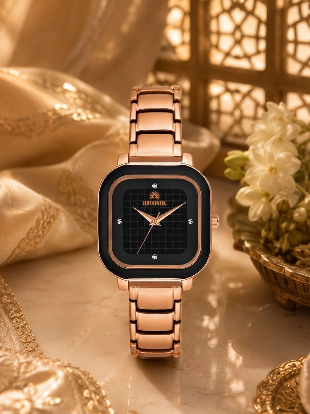 Anouk Women Brass Dial & Bracelet Style Straps Analogue Watch ANW-056-BK-image-7