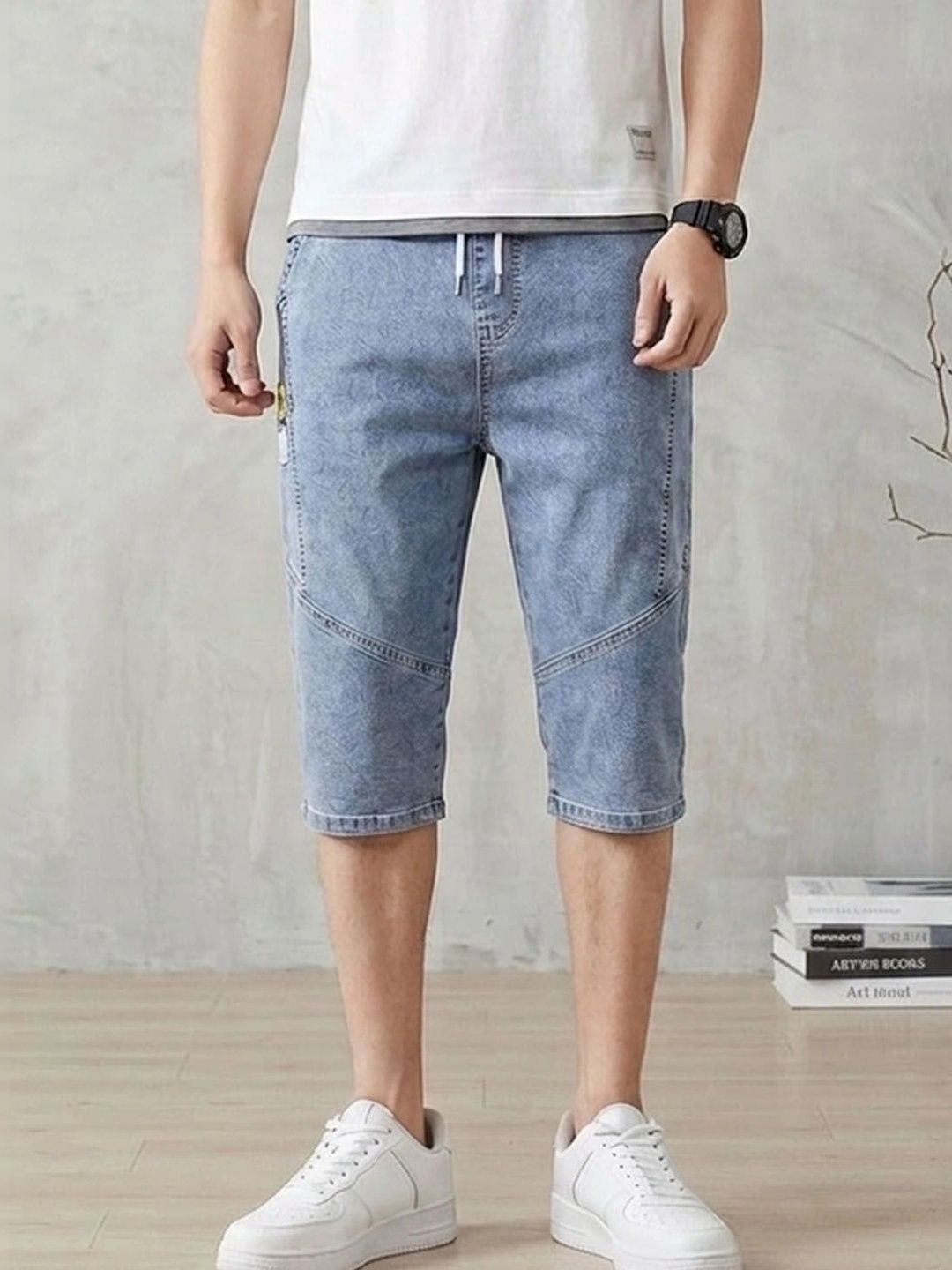 Suo Men Denim Blend Denim Shorts-picture-24
