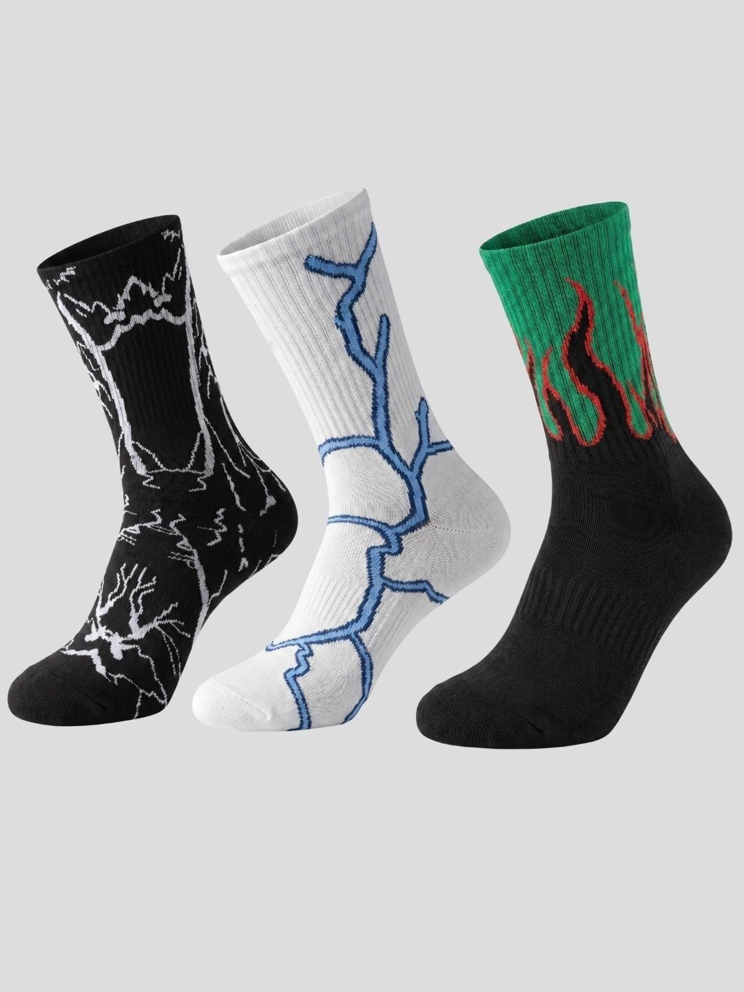 Moda Rapido Men Pack of 3 Cotton Blend Patterned Calf Length Socks-picture-37