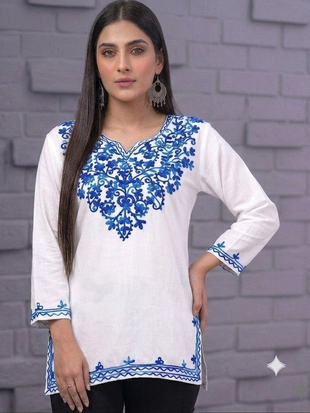 adore  wear Adore Wear Floral Embroidered V-Neck Kurti-picture-16