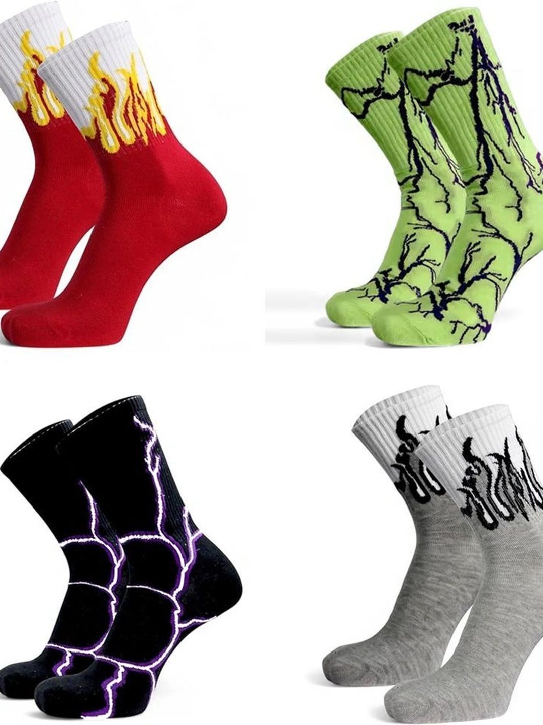 BEAR&BEYOND Men Pack of 4 Cotton Assorted Patterned Calf Length Socks-picture-33