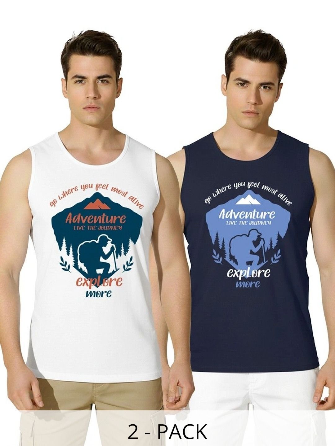 SKY HARBOAR Pack of 2 Printed Cotton Tank-picture-38