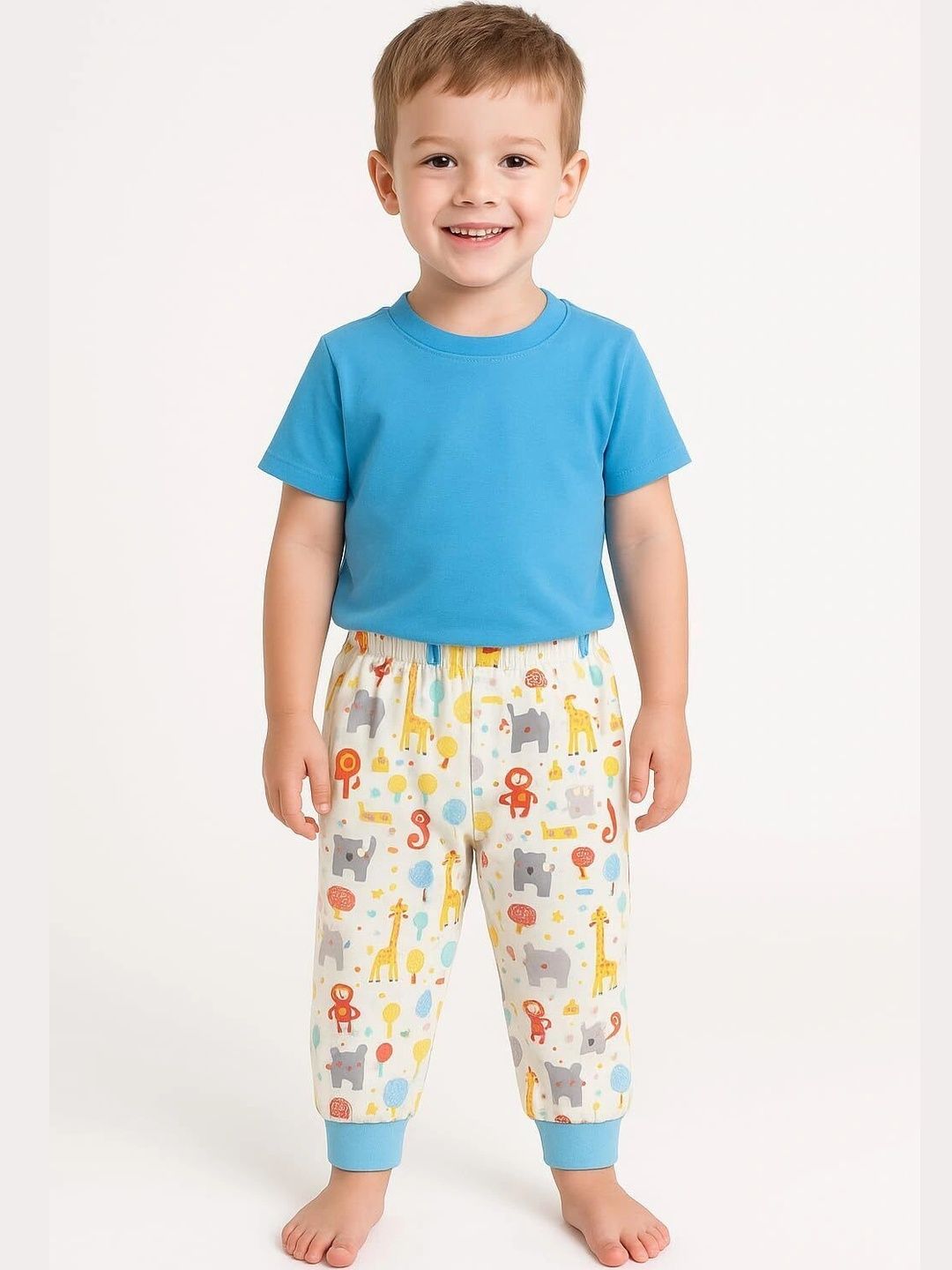EIO Kids Pack Of 5 Printed Cotton Joggers-picture-22