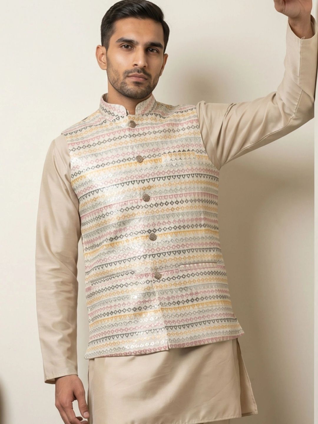 Jompers Woven Design Nehru Jackets-picture-34