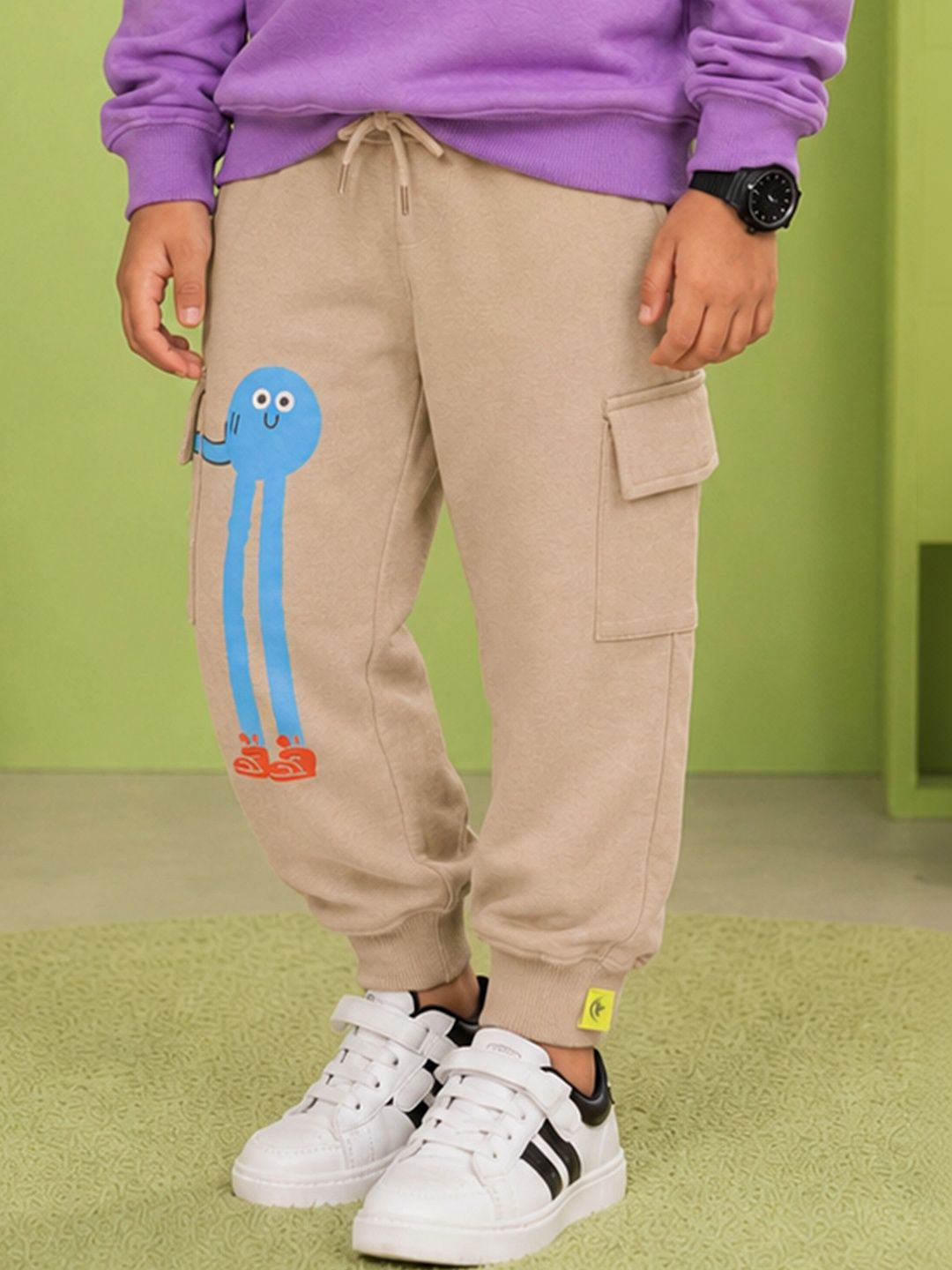 KiddoPanti Boys Regular Fit Graphic Print Cargos-picture-12