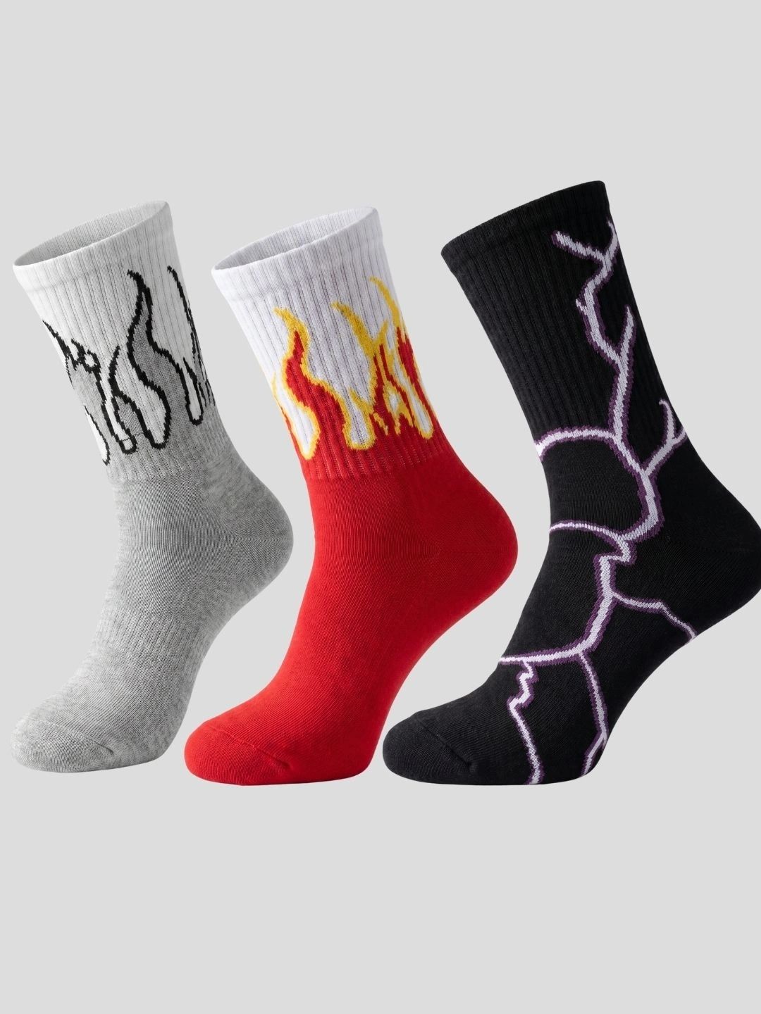 Moda Rapido Men Pack of 3 Cotton Blend Patterned Calf Length Socks-picture-38